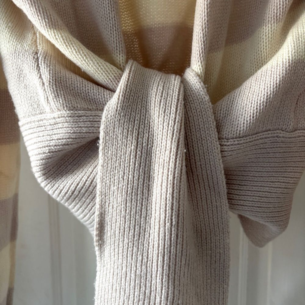 Brochu Walker Tie Front Ayla Striped Cardigan Sweater Cream Mauve Size S - Picture 7 of 15